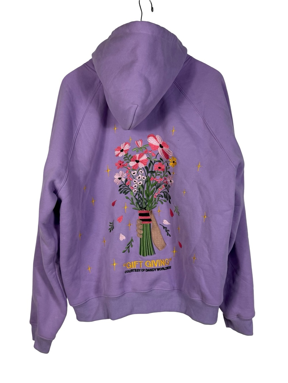 Dandy Worldwide Hoodie "Gift Giving" Bouquet Embroidery Light Purple Lavender L